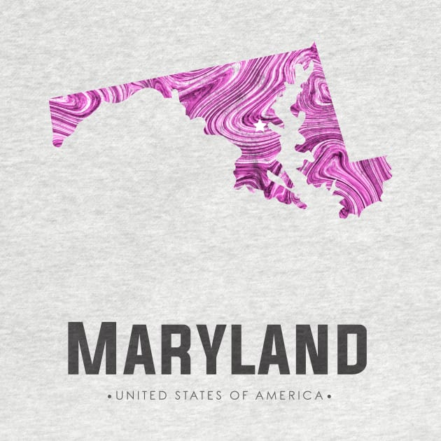 Maryland state map abstract pink by StudioGrafiikka